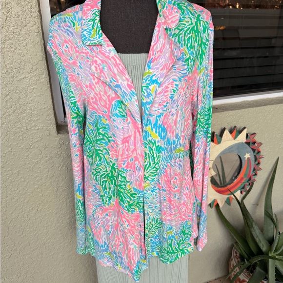 Lilly Pulitzer Colorful Cardigan Tropical Print Lightweight Cardigan - Picture 2 of 9